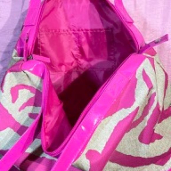 *Valentines~Spring Safari~Hot Pink~Canvas Zebra Striped~CarryOn~Weekender Tote - Picture 5 of 8